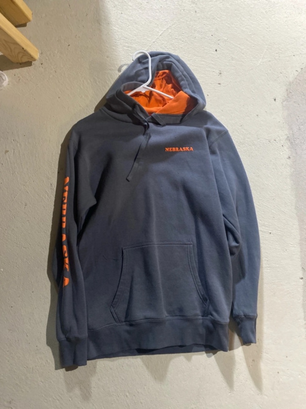 Nebraska Pullover Hoodie - Charcoal with Orange Lining